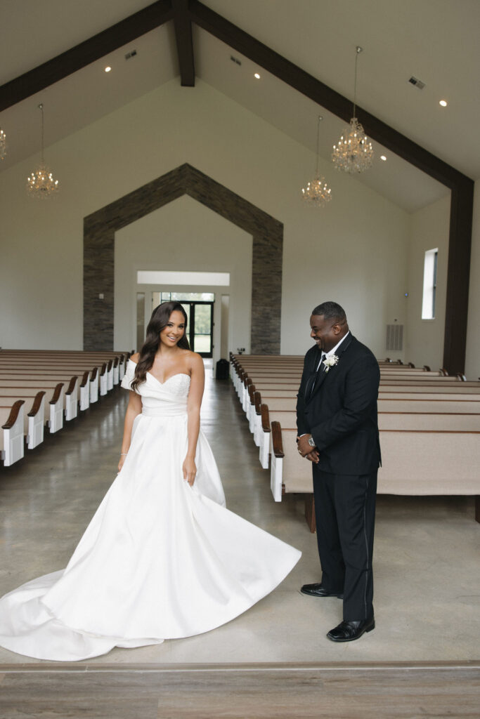 bride doing a first look with her father