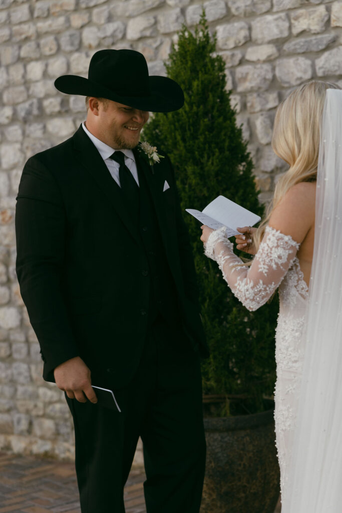 Private vows with the bride and groom