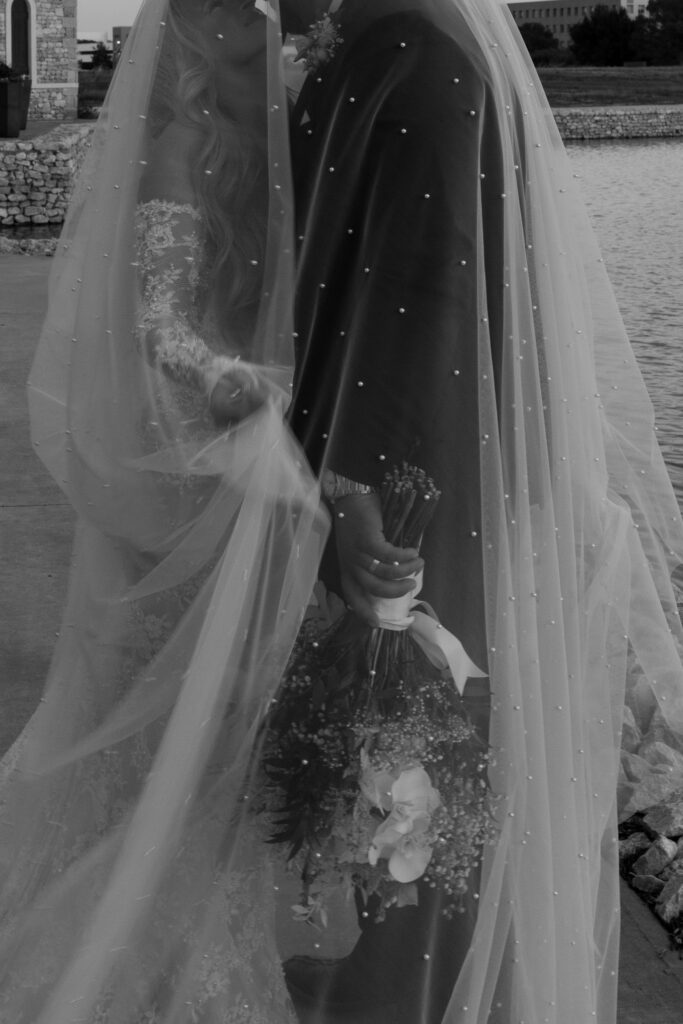 bride and groom golden hour portraits at The Chapel at Palacios