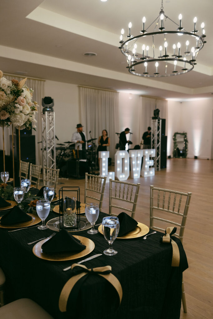 Wedding reception space at The Chapel at Palacios