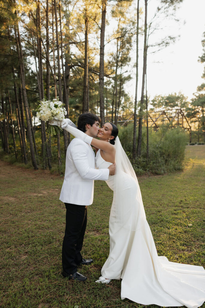 Wedding couples portraits outside at Four Fifteen Estates in New Boston Texas