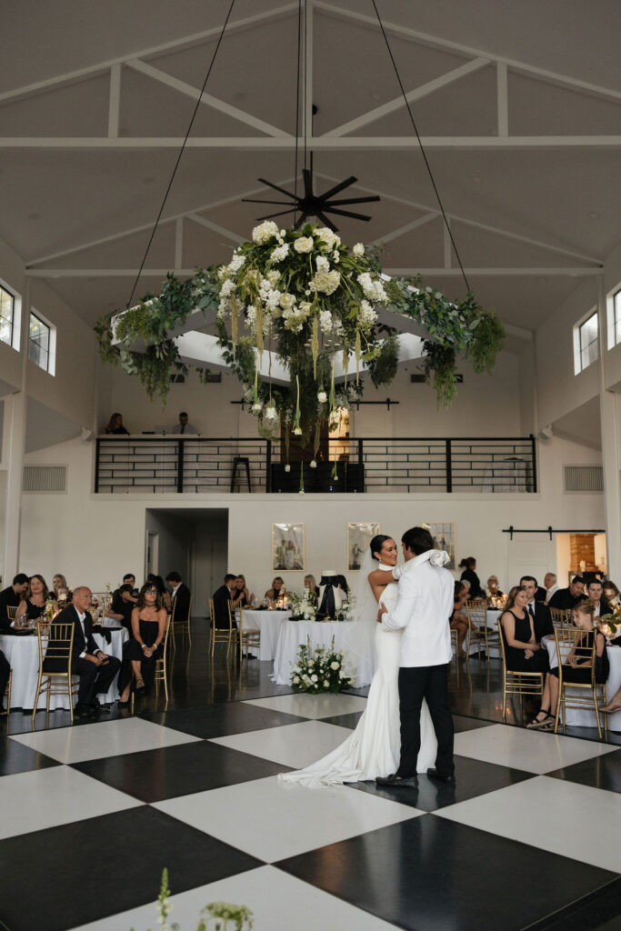 first dance during a wedding reception at Four Fifteen Estates wedding venue