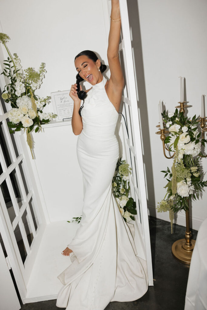 phone booth during a wedding reception