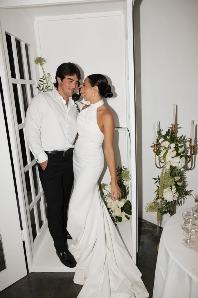 phone booth during a wedding reception