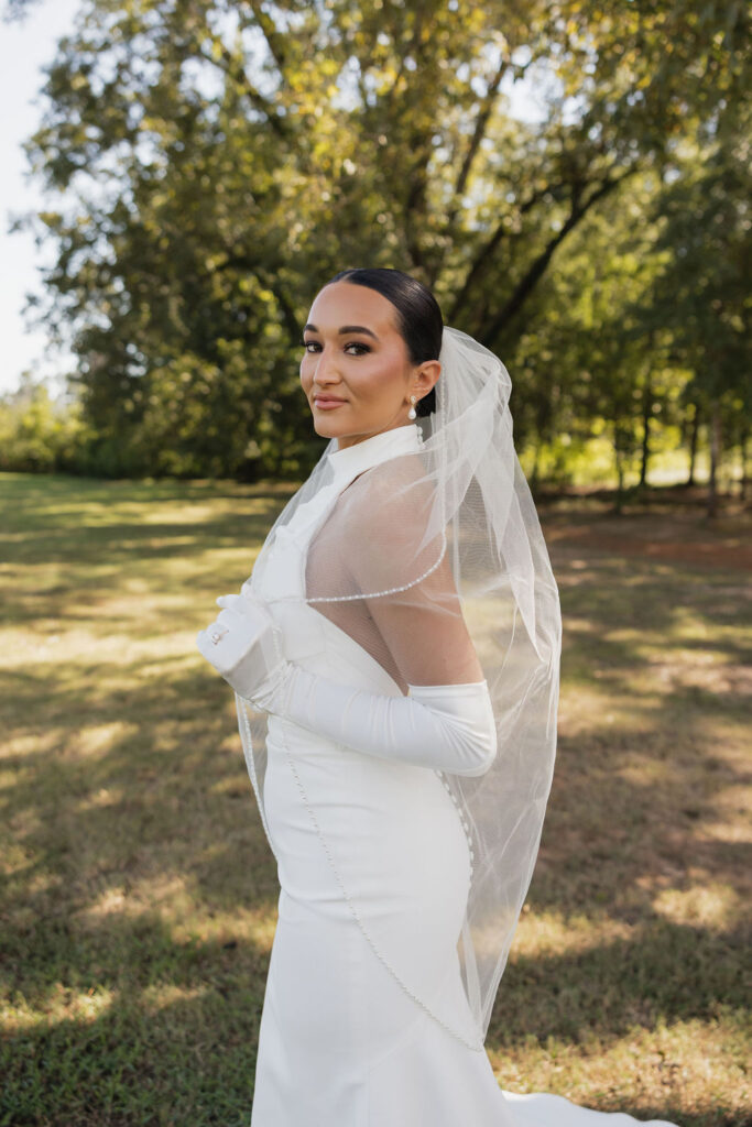 bridal portraits at Four Fifteen Estates in New Boston Texas