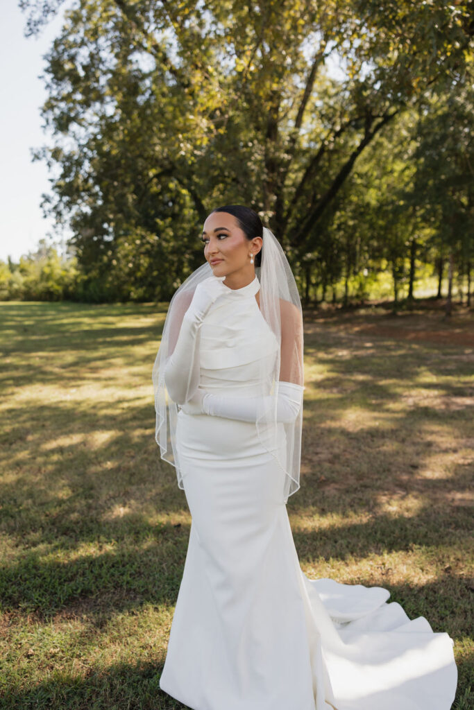 bridal portraits at Four Fifteen Estates in New Boston Texas