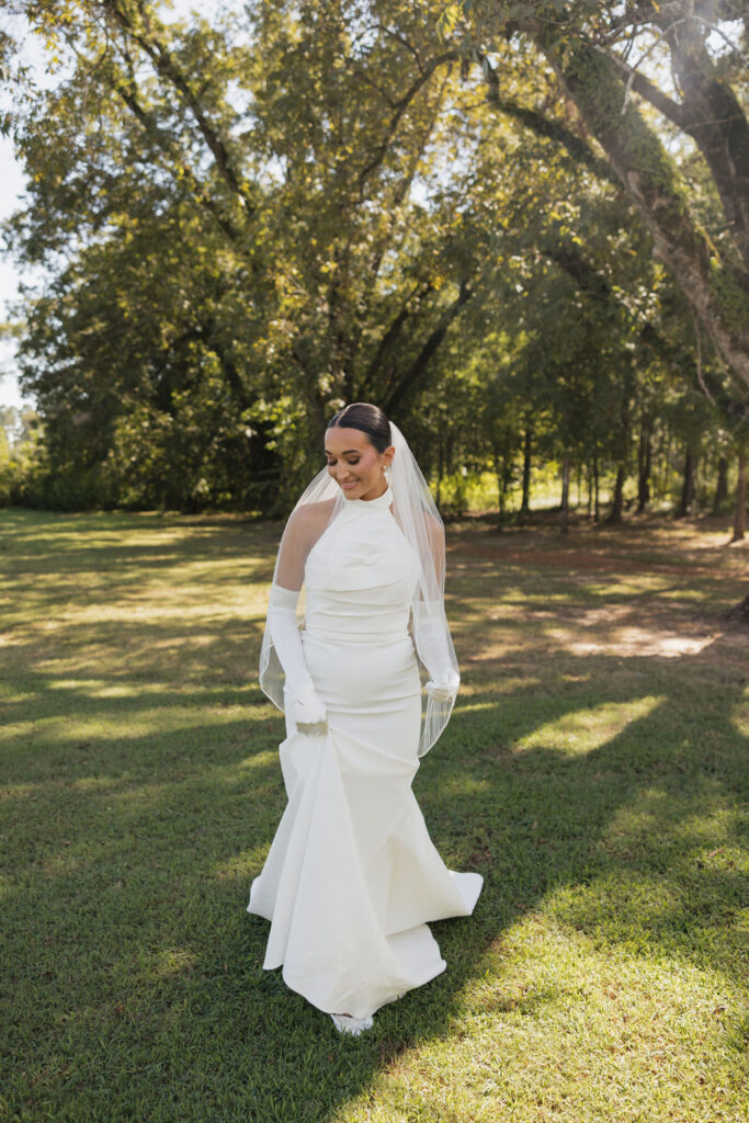 bridal portraits at Four Fifteen Estates in New Boston Texas