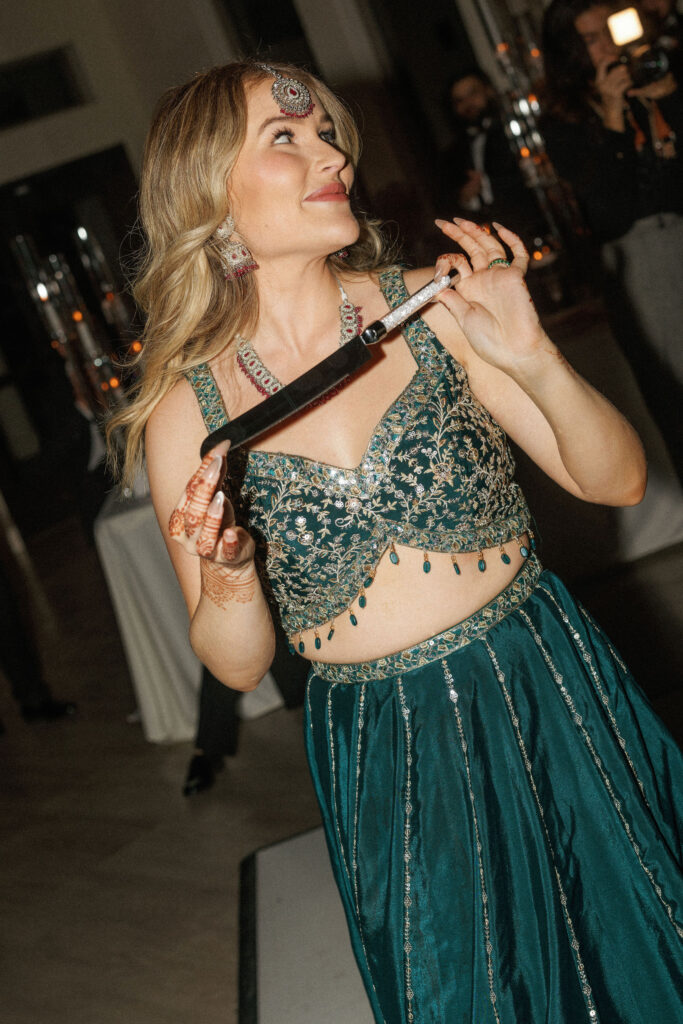 bridesmaids participating in the traditional knife dance