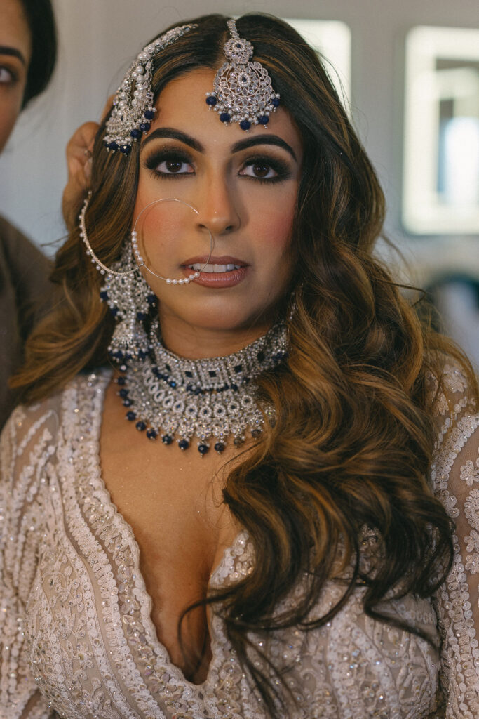 A bride getting ready for her wedding day