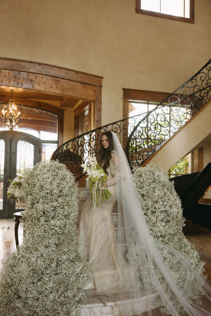 Bridal portraits on the stairs