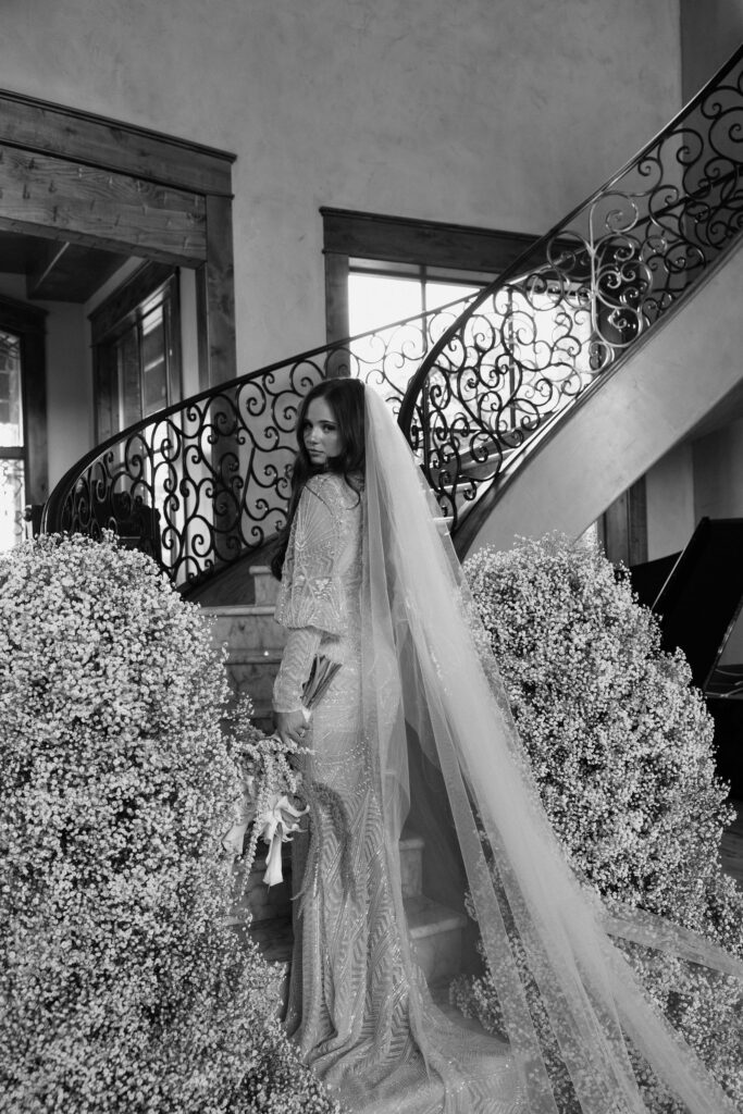 Bridal portraits on the stairs