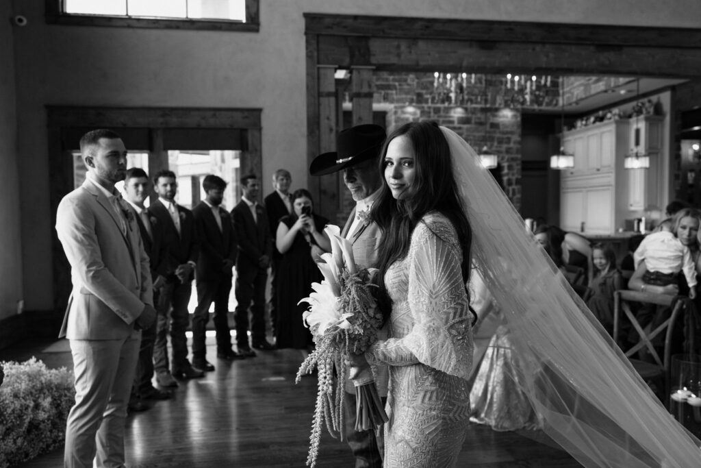 Bride walking down the aisle