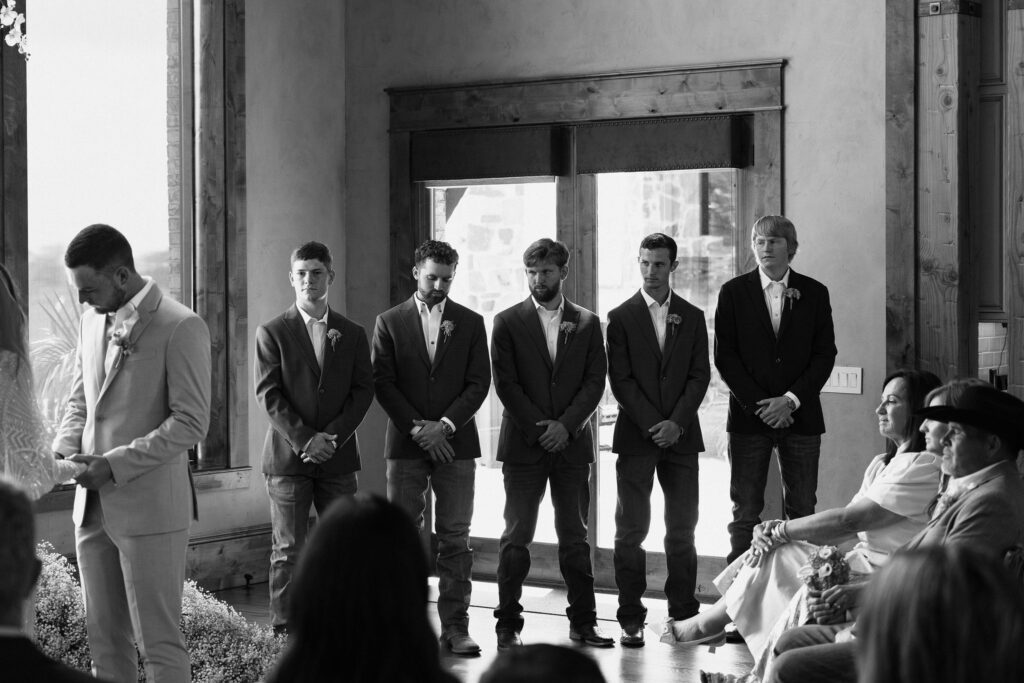 Groomsmen during a wedding ceremony