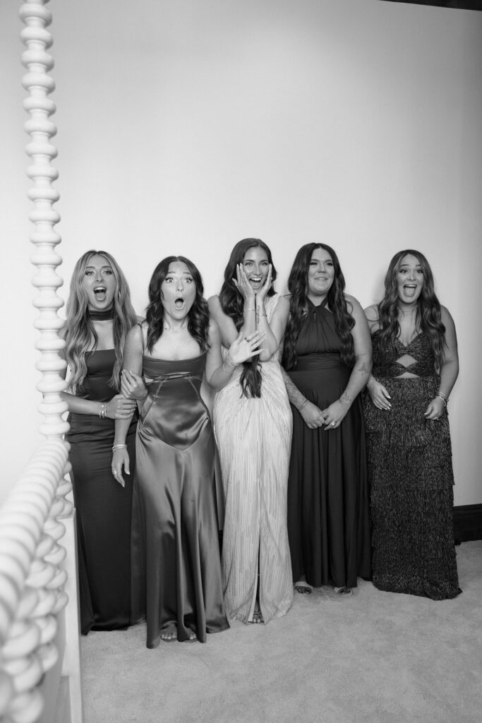 First look with bridesmaids
