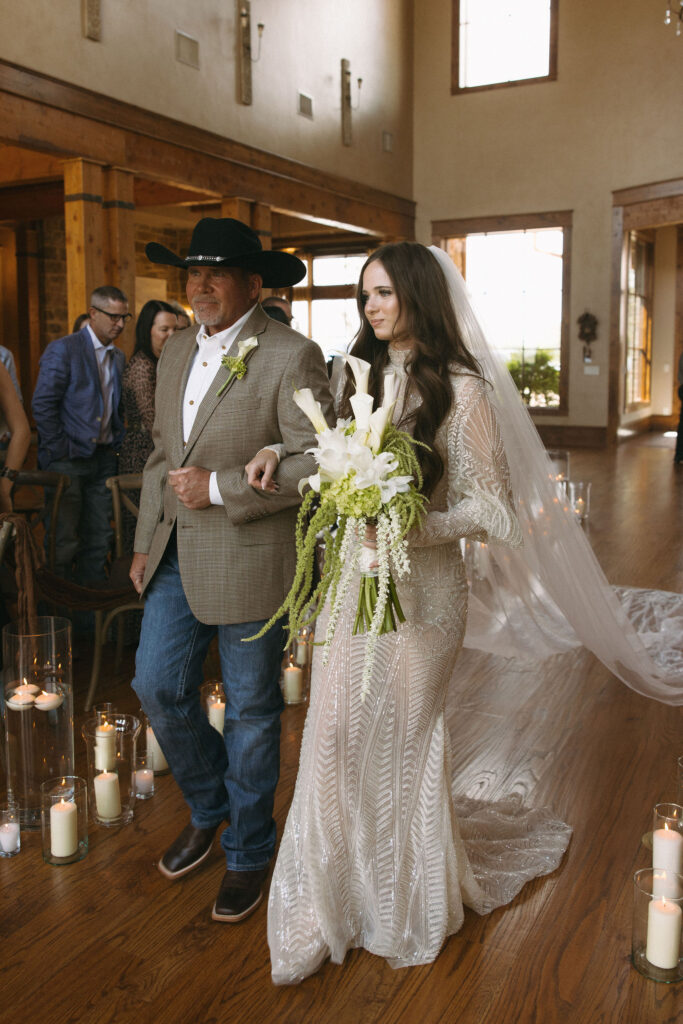 Bride walking down the aisle