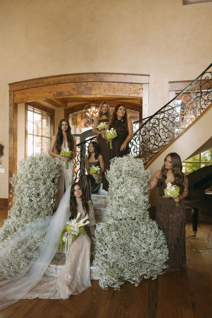 bride with her bridesmaids
