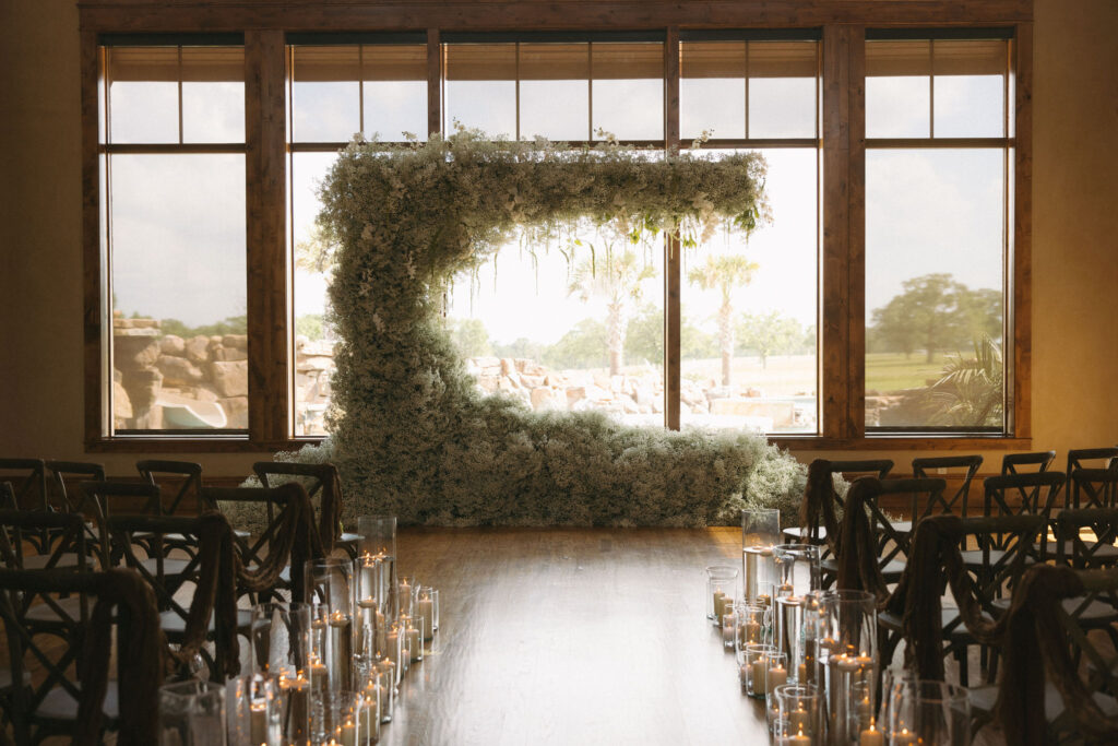 Baby's breath wedding flowers for a wedding ceremony