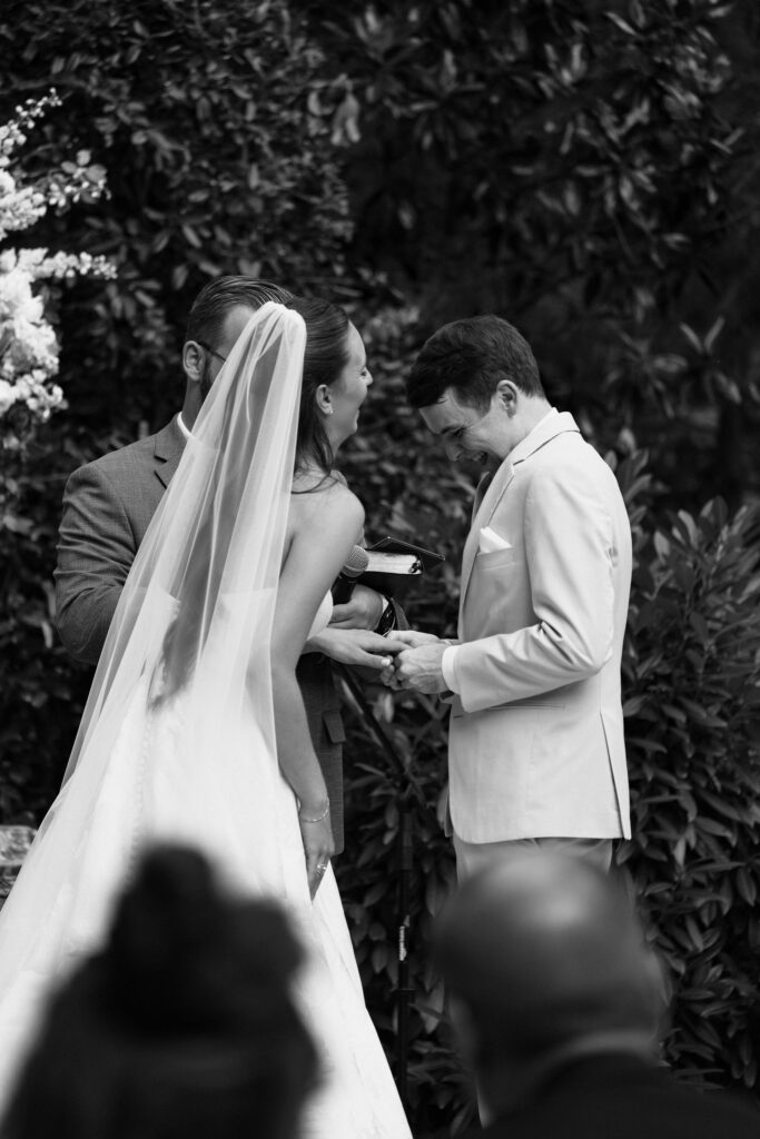 4th of july wedding in nashville bride and broom laughing