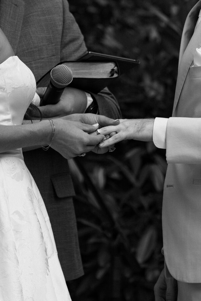 wedding ring at ceremony in nashville 4th of july