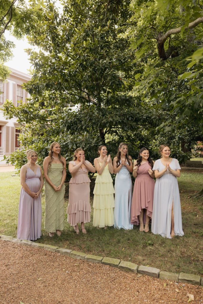 girls seeing friend in wedding dress first look nashville