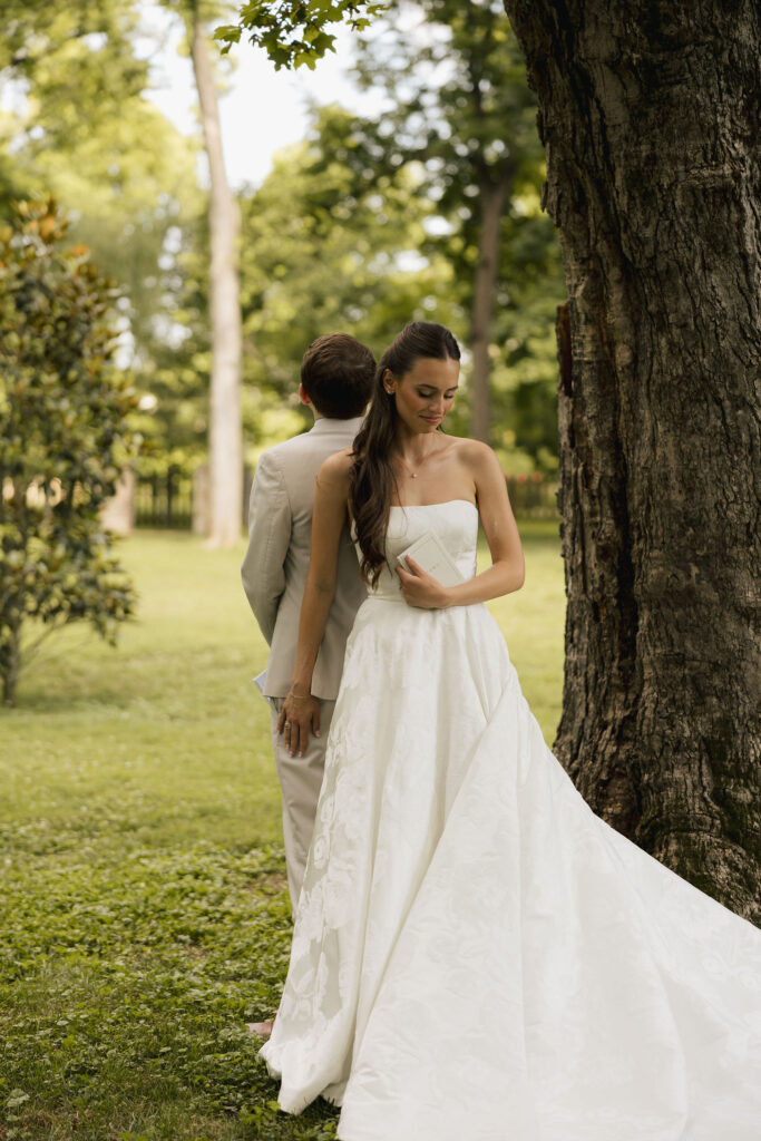 bride and groom outdoors