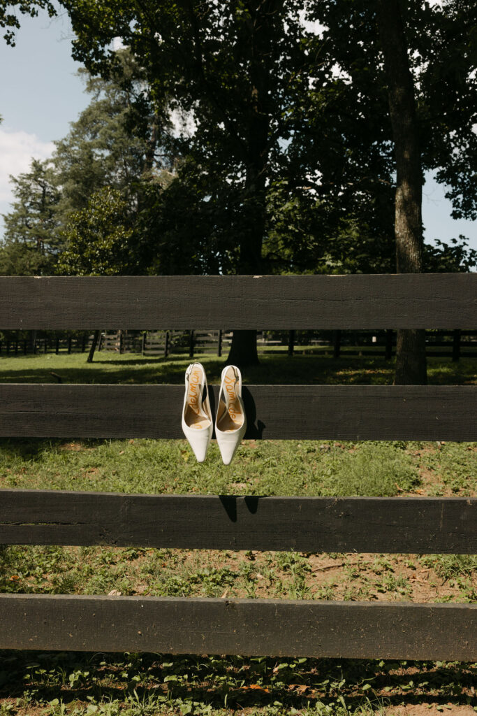 wedding shoes on fence in nashville