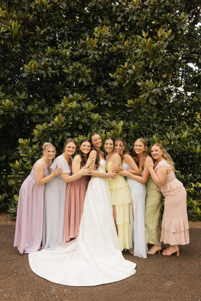 bride with friends in nashville 4th of july wedding