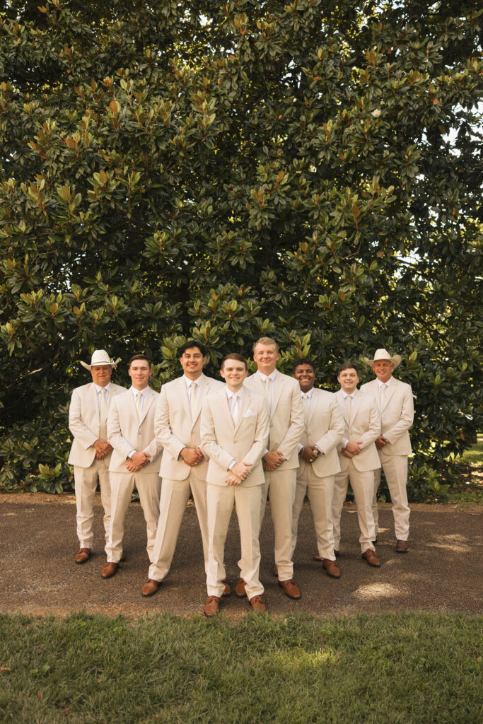 groom with friends at 4th of july wedding