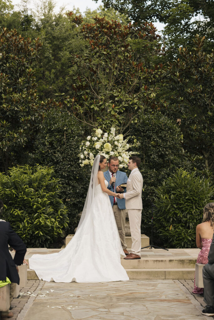 4th of july wedding in nashville bride and broom at ceremony