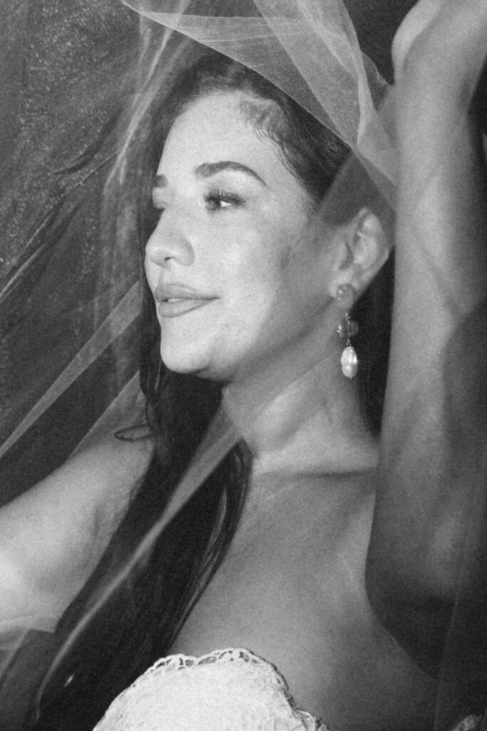 bride portrait in black and white