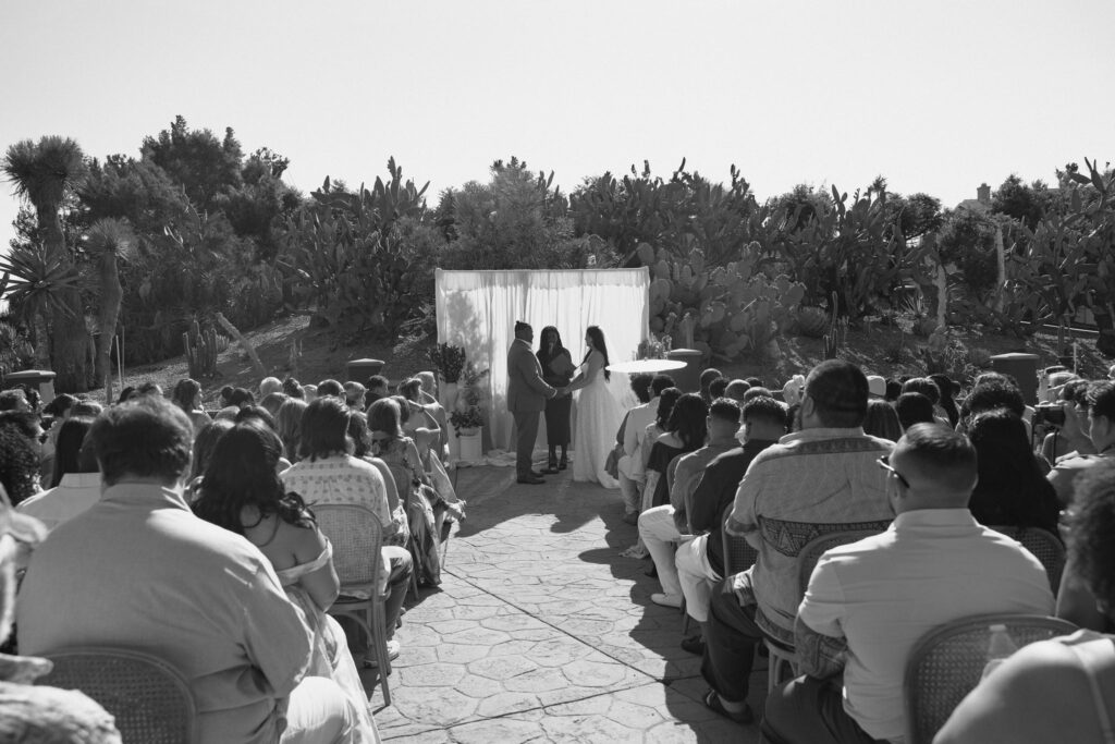 black and white wedding ceremony