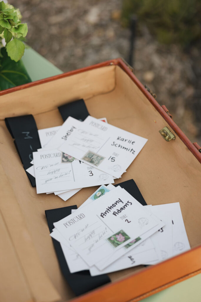 post cards DIY at wedding in california