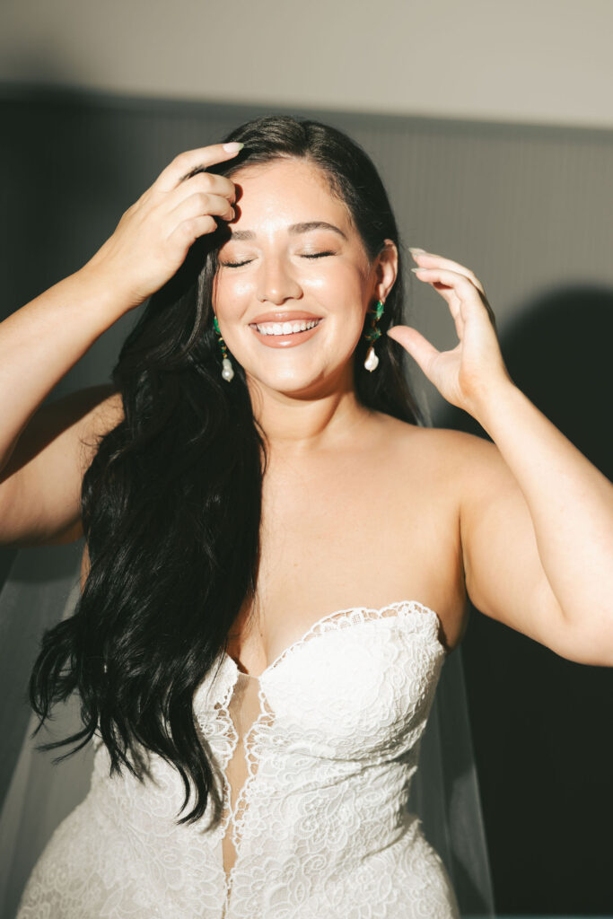 bride smiling on wedding day in san diego