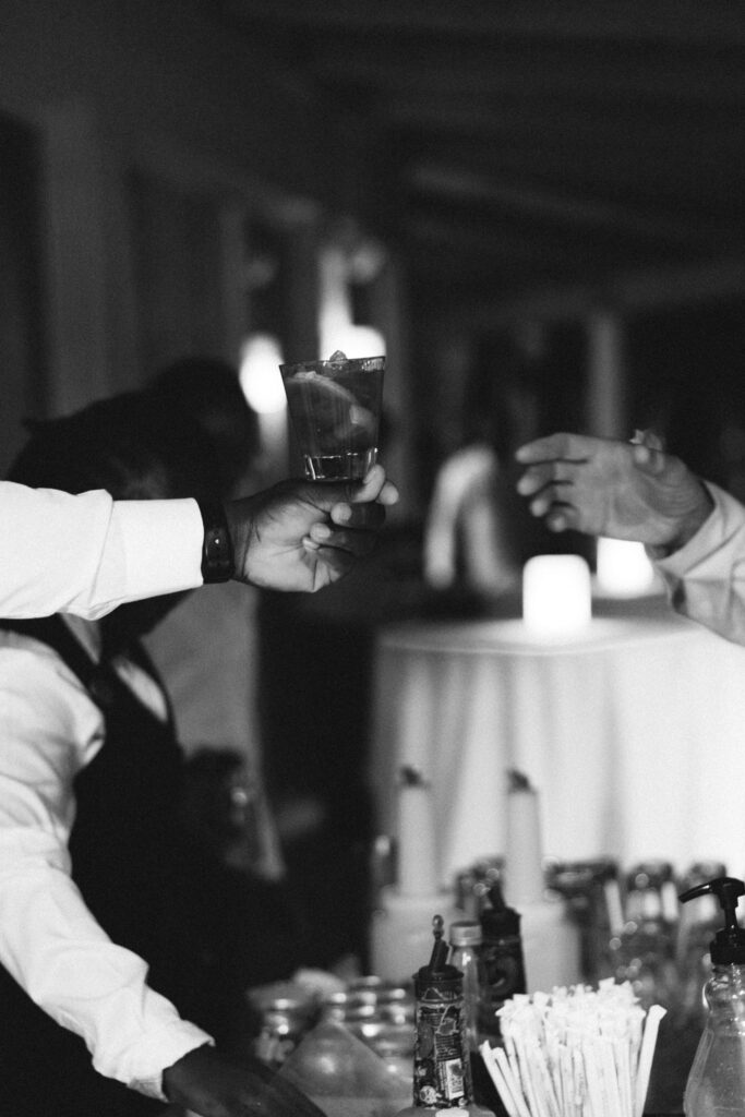 serving tequila at wedding