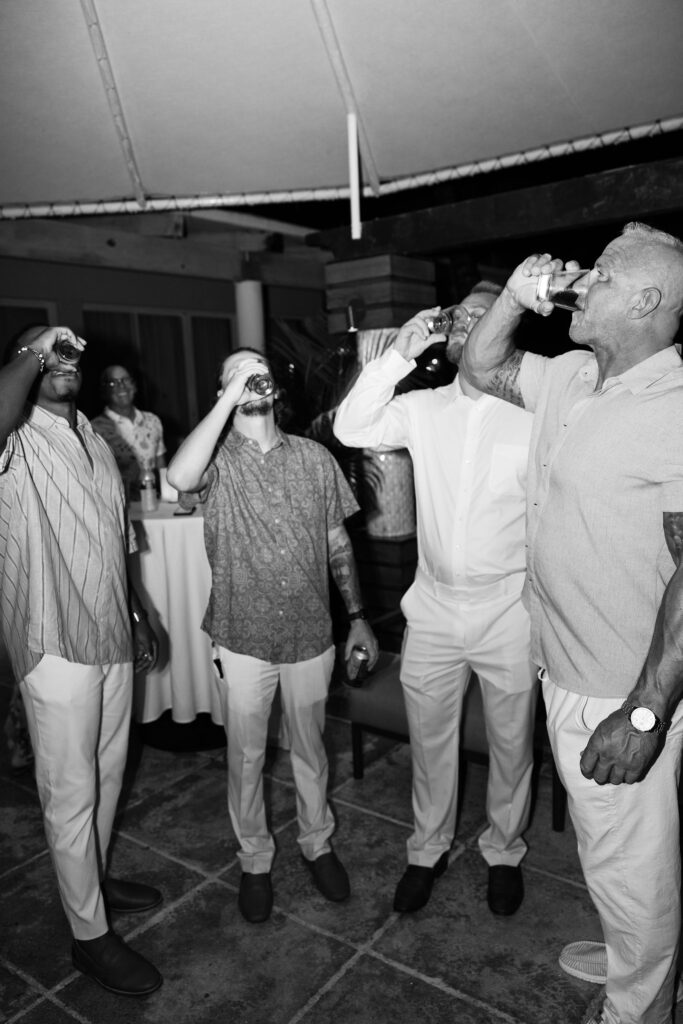 tequila shots at wedding in carribean