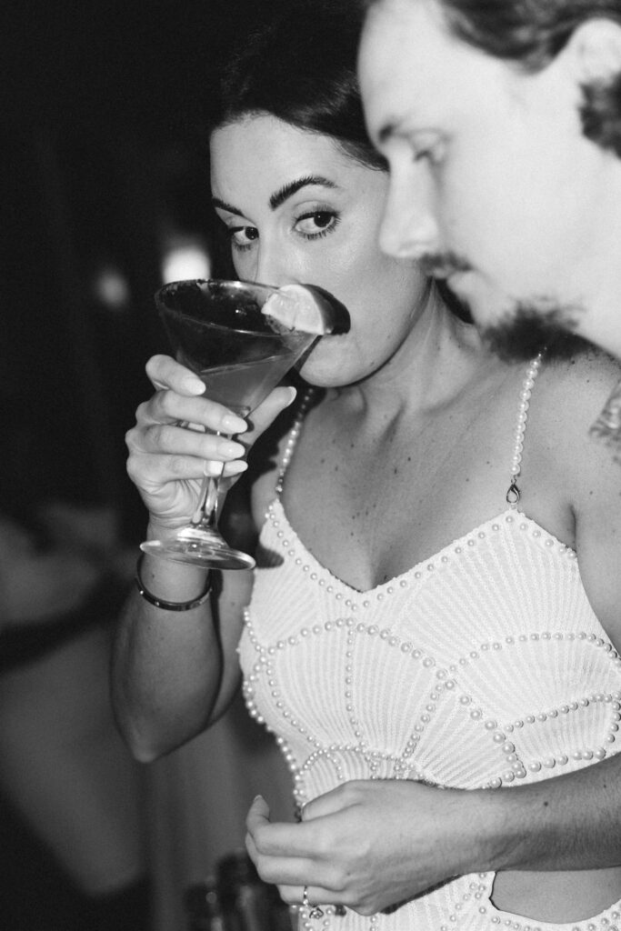 bride drinking martini