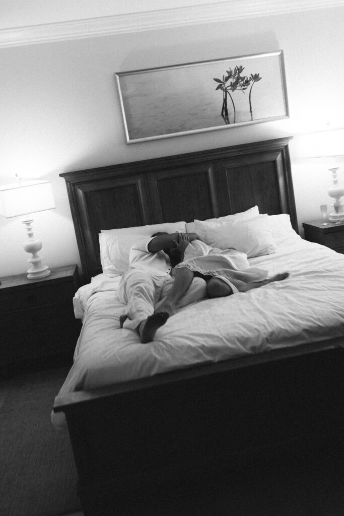 bride and groom sleeping