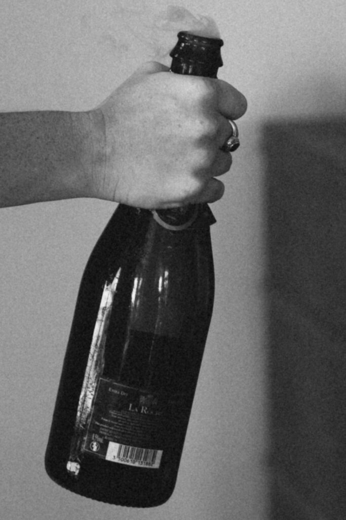 champagne black and white photo