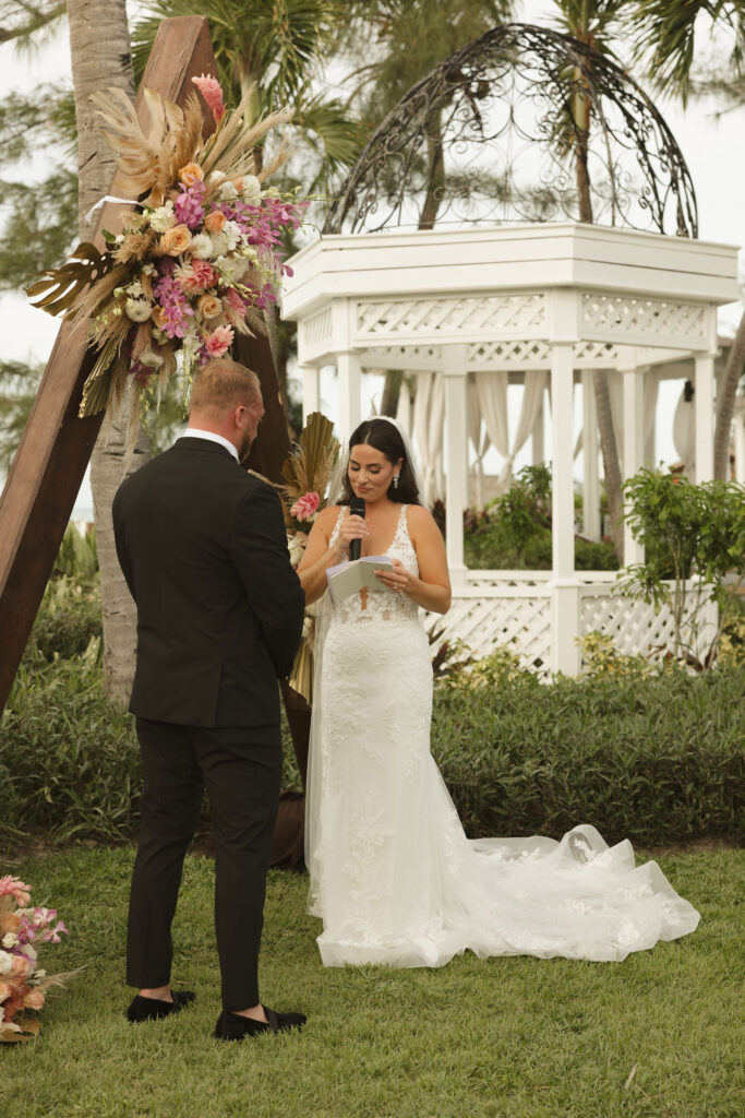 Turks and Caicos Wedding bride saying vows
