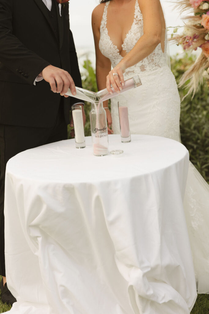 sand ceremony during Turks and Caicos Wedding
