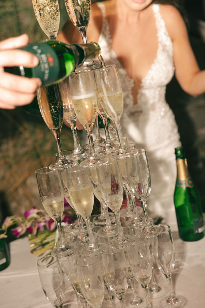 Turks and Caicos Wedding champagne tower