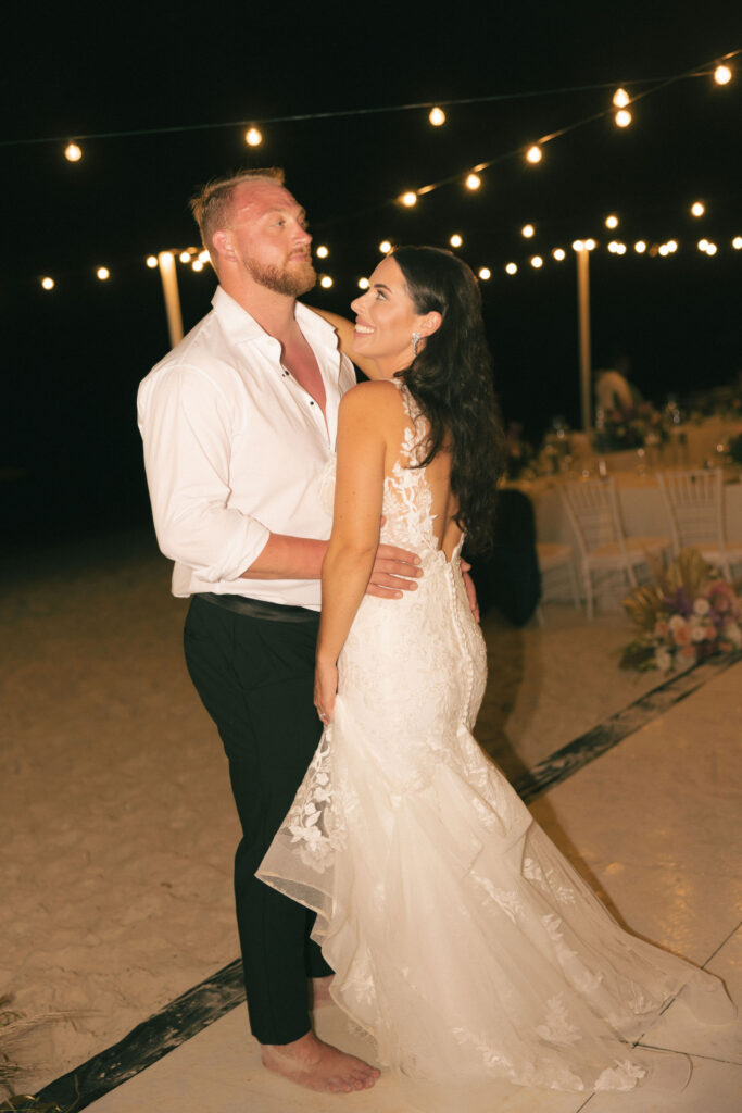 bride and groom at Turks and Caicos Wedding reception