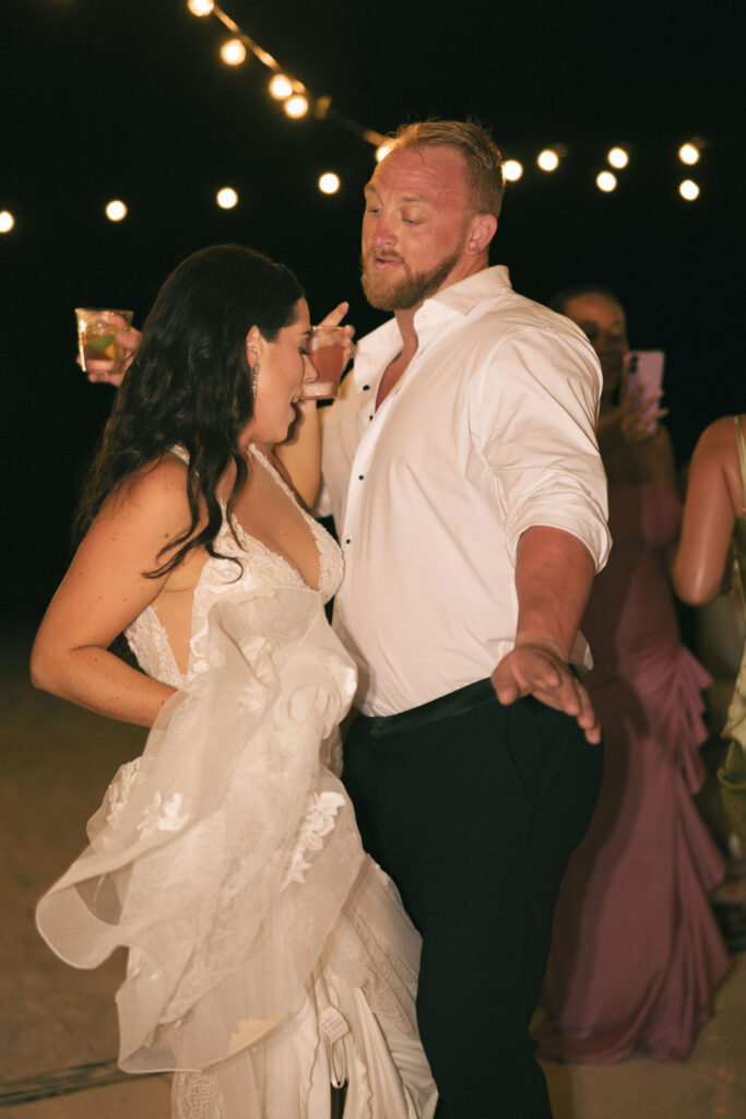bride and groom dancing