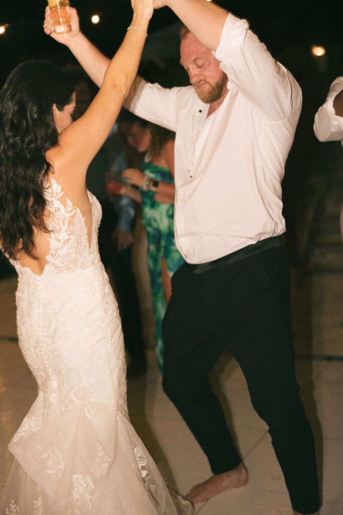 bride and groom enjoying wedding