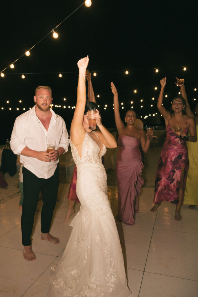 bride enjoying party