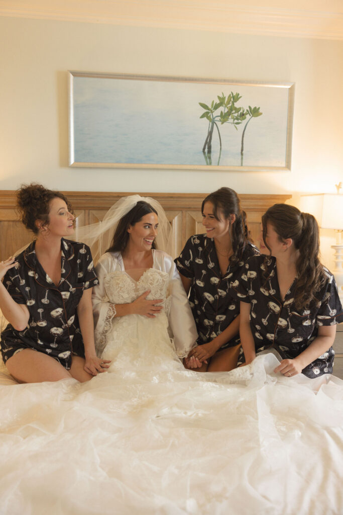bride talking to bridal party for Turks and Caicos Wedding