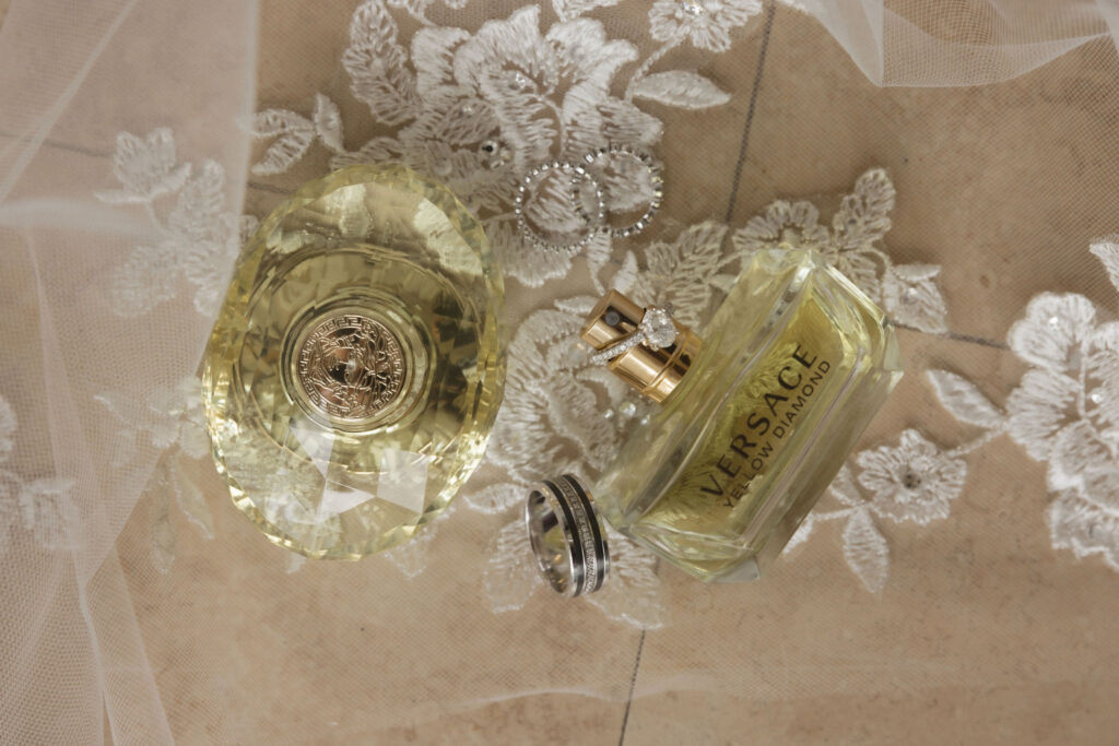 bridal perfume and rings