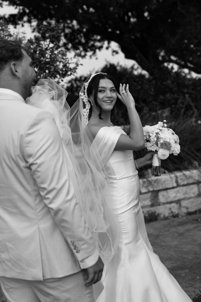 bride and groom outdoors