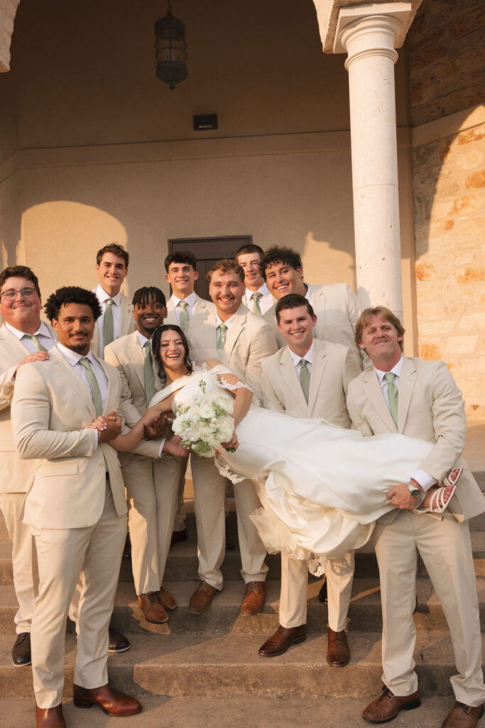 bride with groomsmen