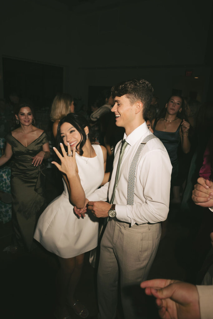 bride and groom celebrating